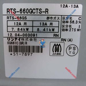 Bếp Ga Rinnai RTS-6660GCTS-R Nội Địa Nhật