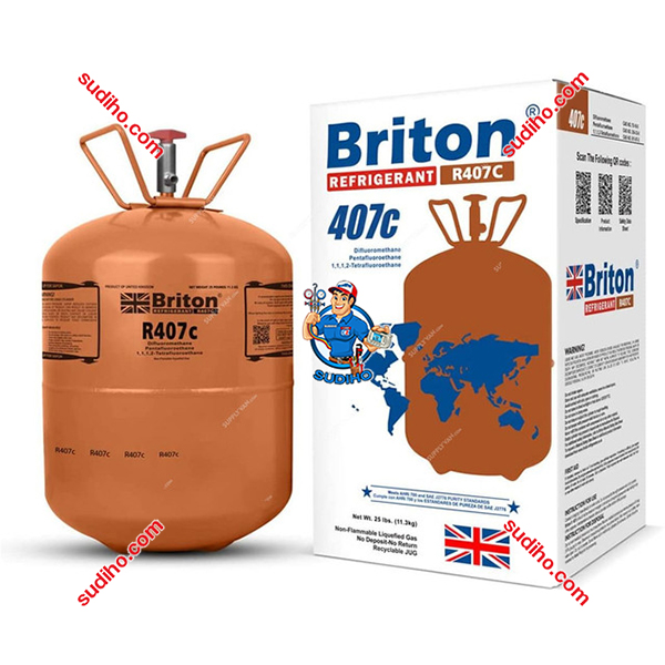 Gas Lạnh R407C Briton Refrigerant Bình 11.3 Kg Chính Hãng